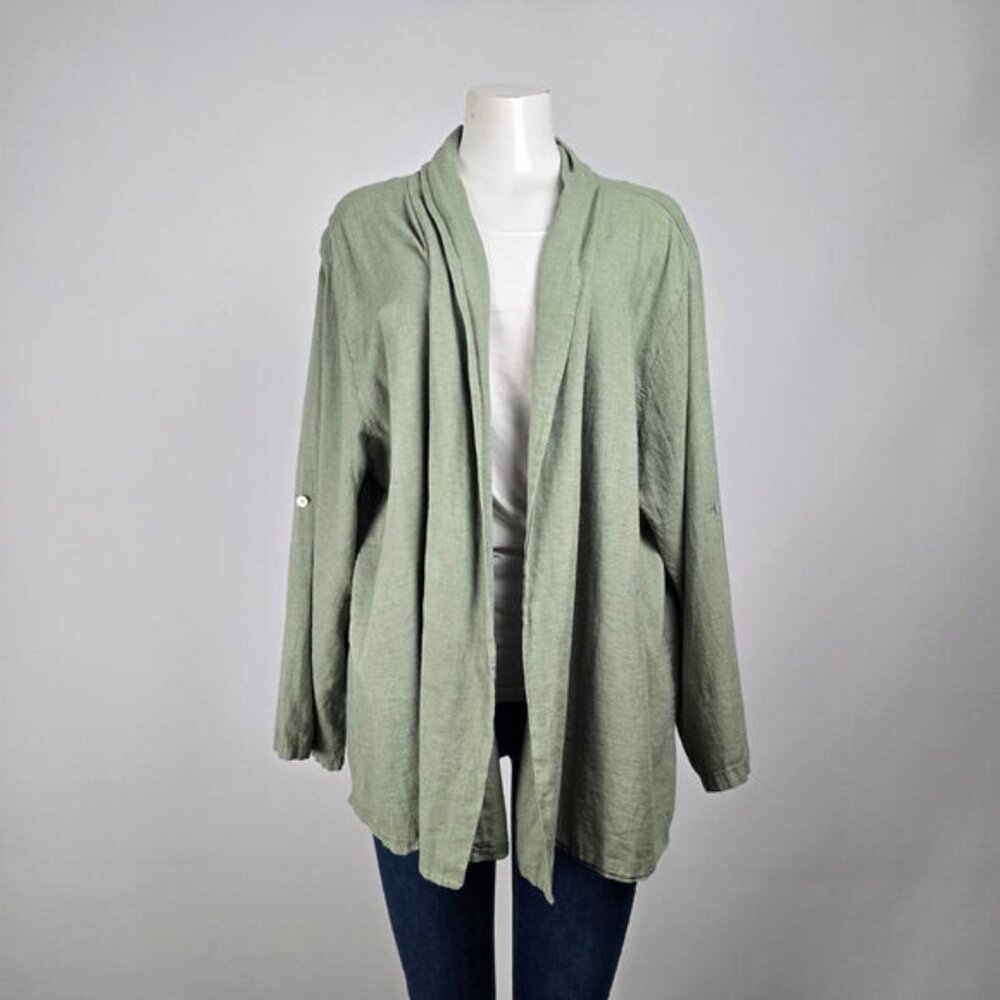 Bellambria Green Linen Cardigan Size 3X